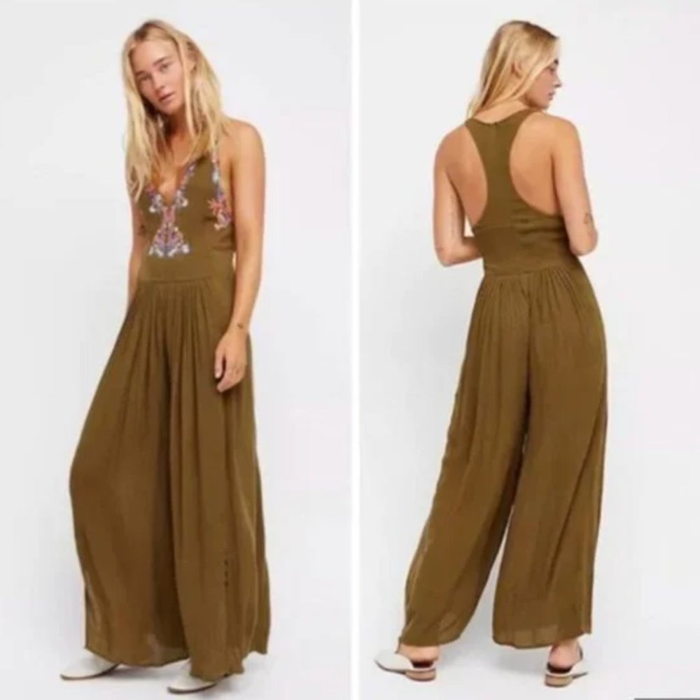 Free People Amalfi Embroidered Jumpsuit
